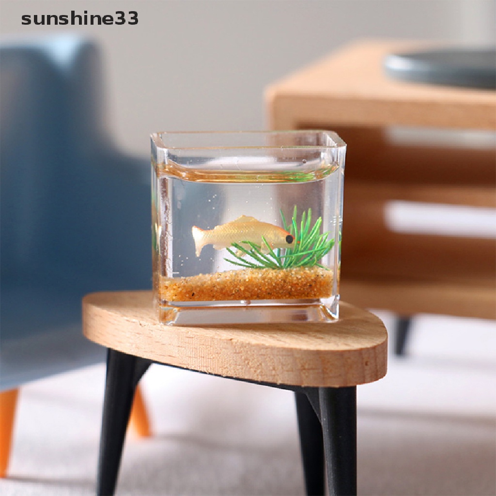 SU Dollhouse Miniature Glass Fish Tank Bowl Aquarium Doll House Home Ornament n