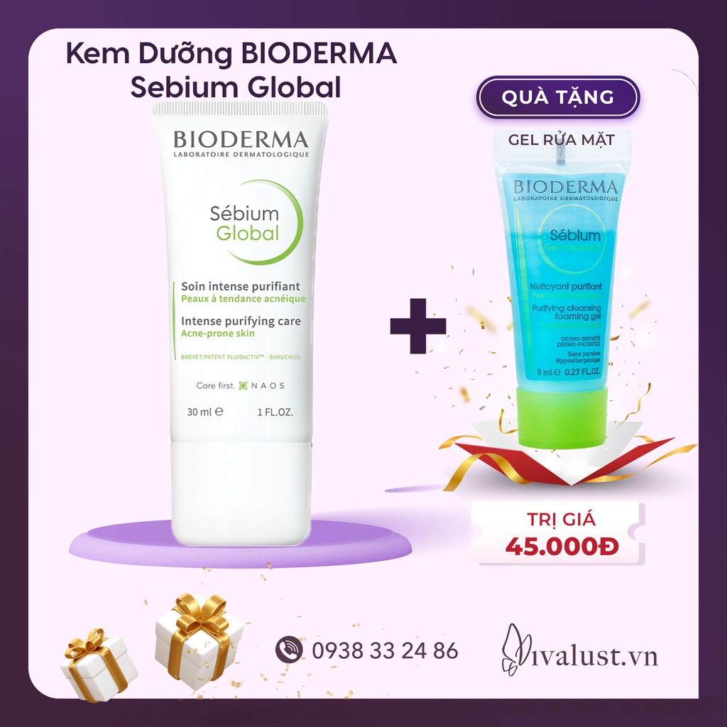 Kem Dưỡng BIODERMA Sébium Global 30ml - Giảm Mụn Trứng Cá Và Giảm Sẹo Do Mụn