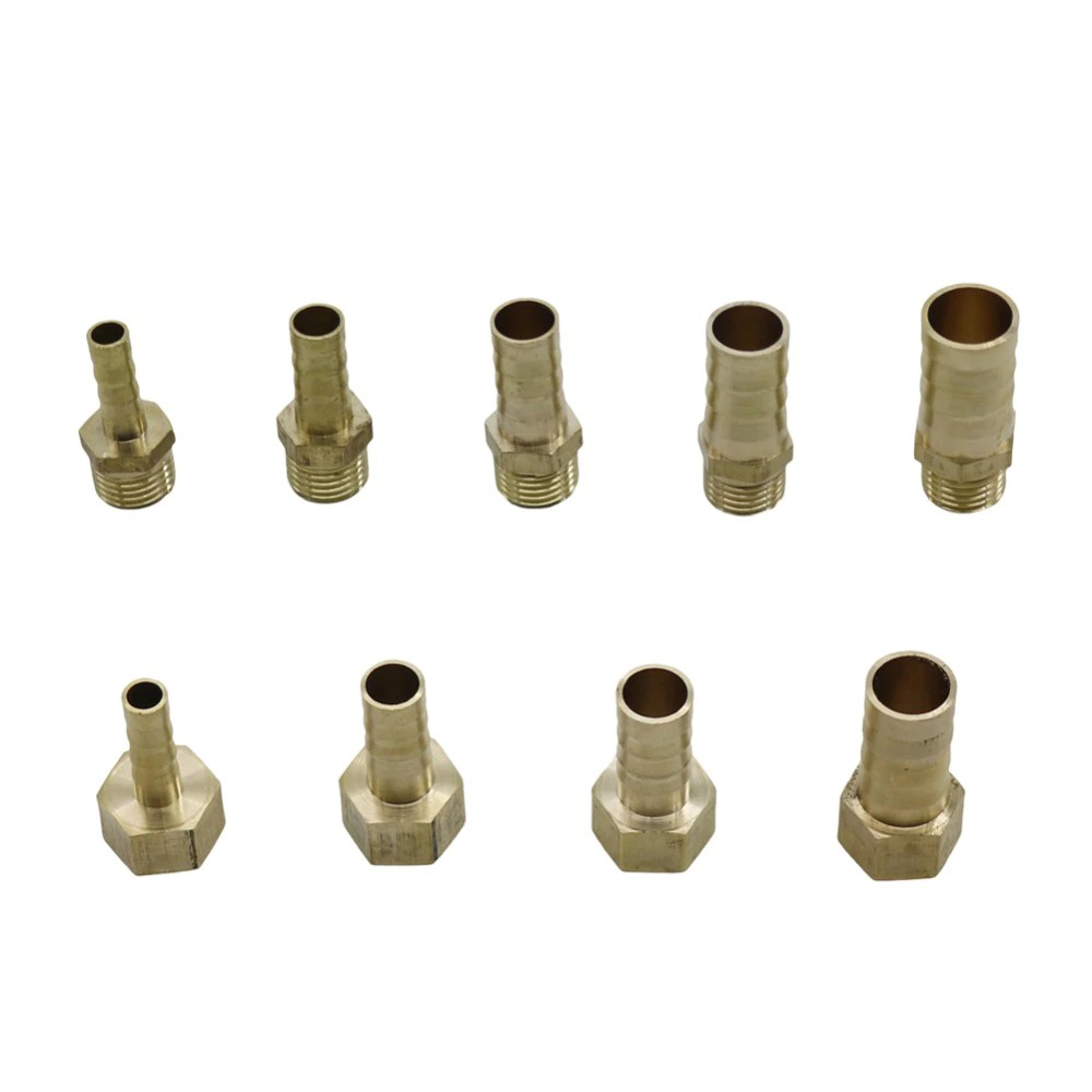 1/4"Female/Male Thread Connector Brass to 6-14mm Barb Pipe Hose Fitting Adapter