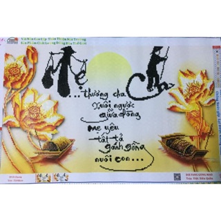 Tranh đá thành phẩm Cha mẹ sen vàng