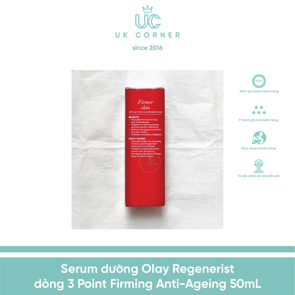 OLAY UK - Anh Quốc phân phối Serum dưỡng 0Iay Regenerist dòng 3 Point Firming Anti-Ageing 50mL