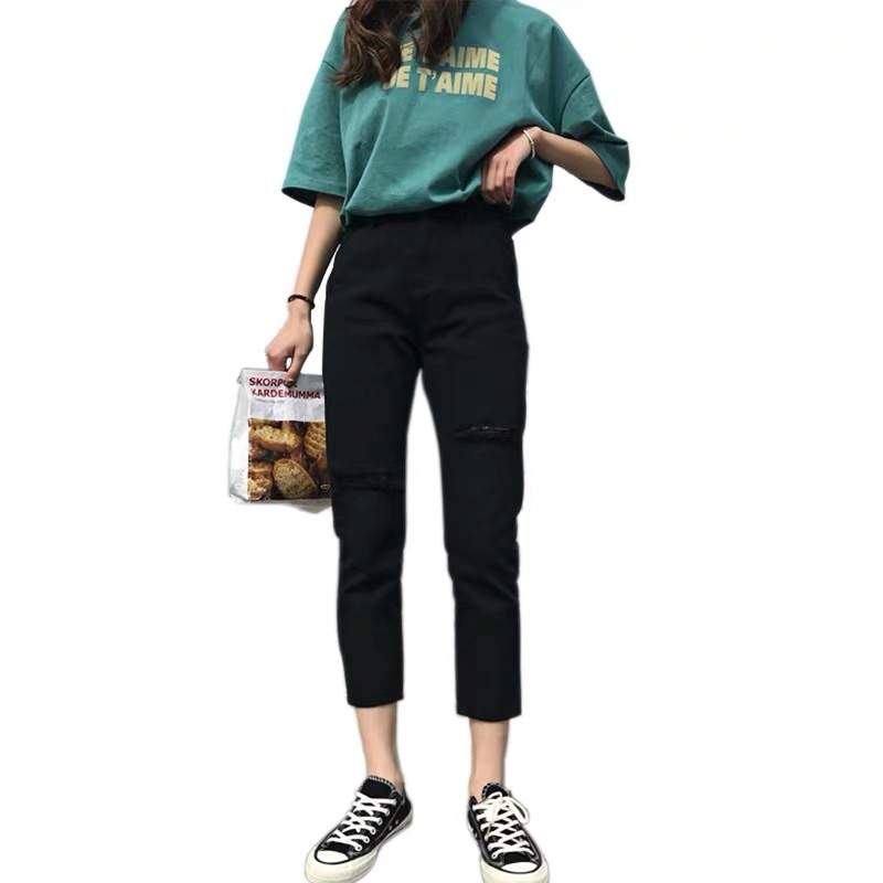 Quần Slim Jean Basic Rách Sole 2 Màu kèm ảnh thật