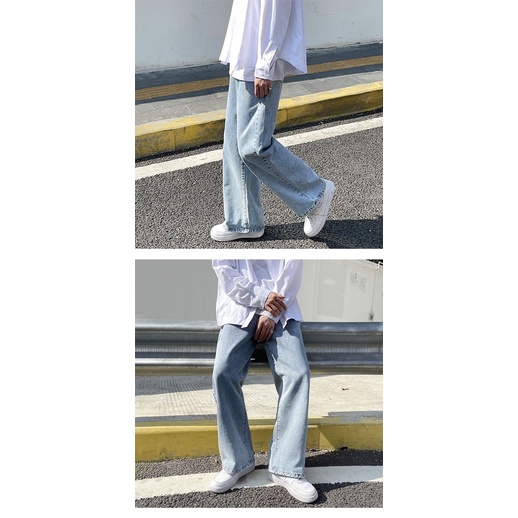 QUẦN JEANS ỐNG RỘNG T-A-N DÁNG SUÔNG PHONG HÀN QUỐC-QJT-THỜI TRANG UNISEX-có size Nam Nữ dể phối đồ,màu xám,xanh