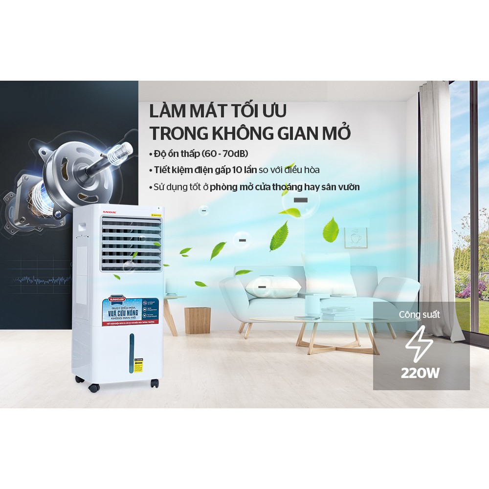 Máy làm mát không khí Sunhouse SHD7721 công suất 220W động cơ siêu bền, tuổi thọ cao bảo hành 12 tháng