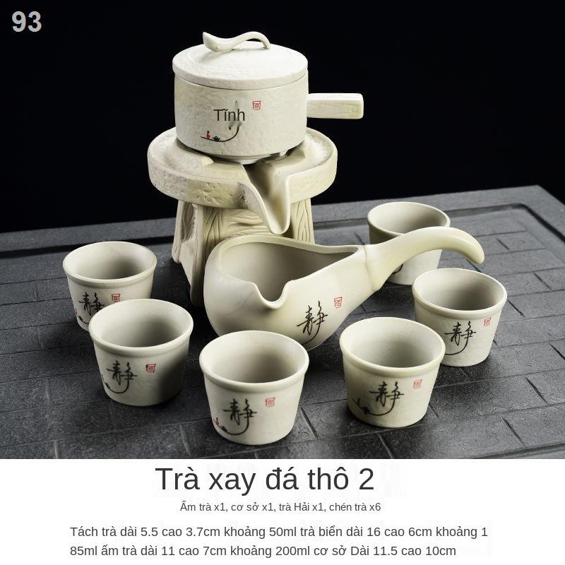V> Wan Qingxing [1 cối xay đá, 1 biển và 6 cốc] Bộ ấm trà Kung Fu bán tự động Lazy Bộ ấm chén sáng tạo