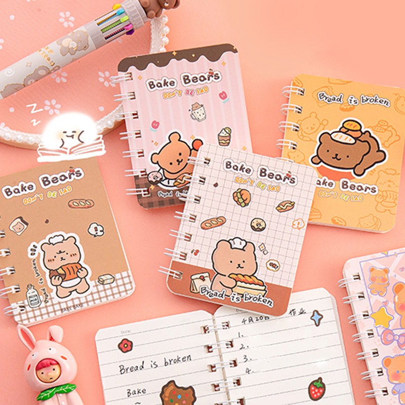 Bộ 4 Cuốn Sách Mini 80 Tờ Khổ A7 In Họa Tiết Hoạt Hình Dễ Thương Dành Cho Học Sinh