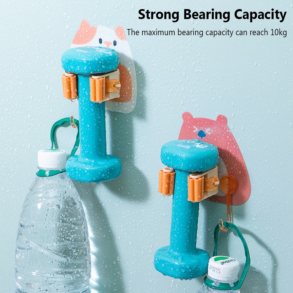 Móc Treo Chổi/ Cây Lau Nhà Tự Dính Họa Tiết Hoạt Hình Cho Nhà Bếp/Phòng Tắm