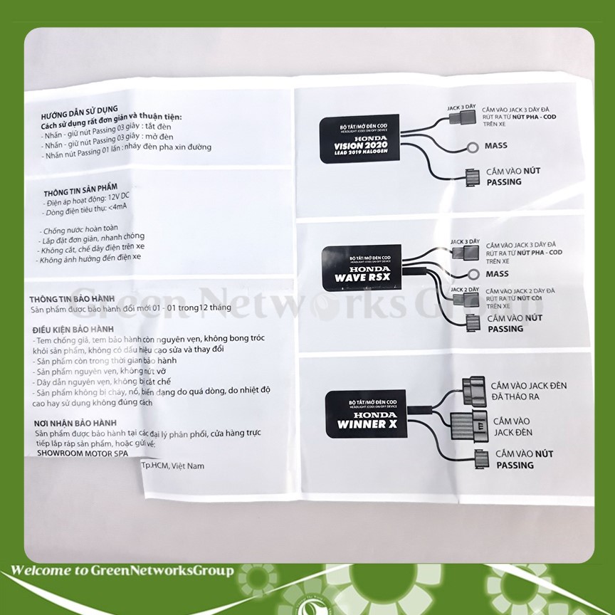 Bộ tắt mở đèn xe SUNFA cho xe AirBlade 2020 Lead Wave RSX Winner X SHVN SH mode Future Vision tích hợp công tắc Coss Pha