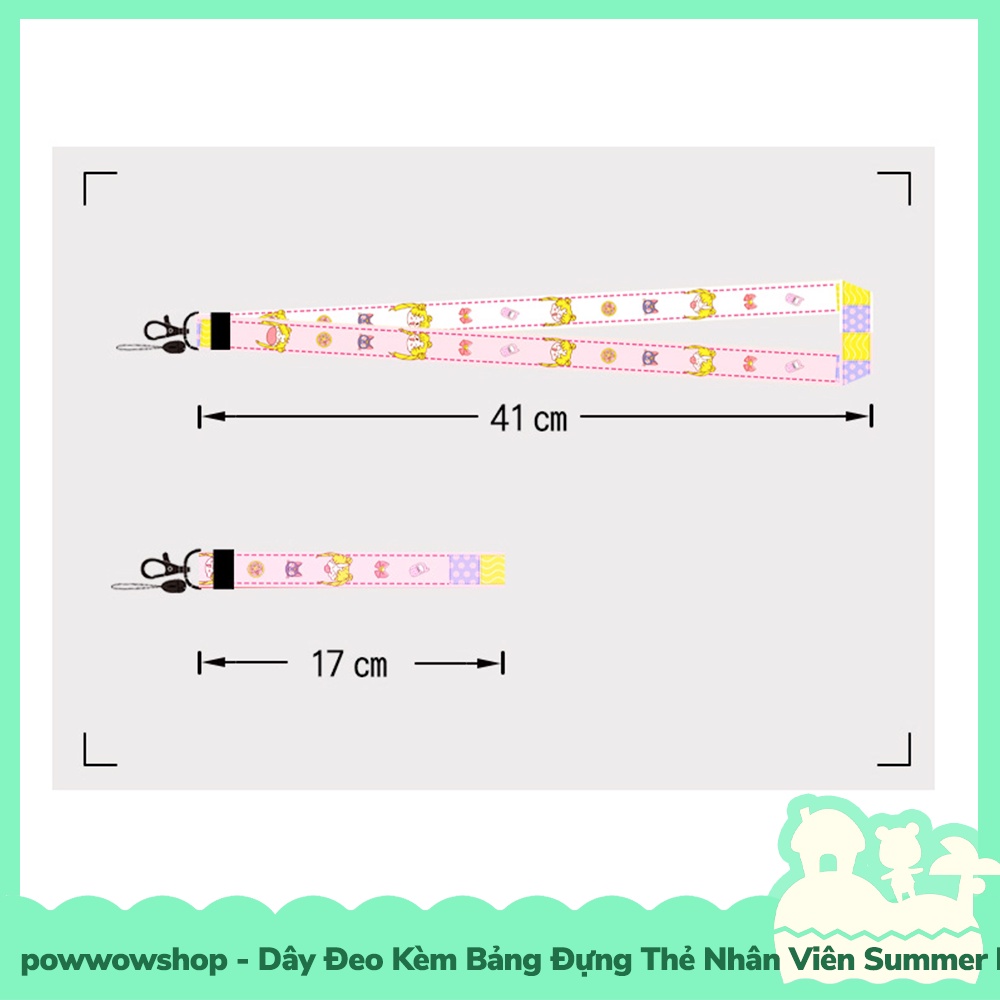[Sẵn VN - Hỏa Tốc] Dây Đeo Thẻ Bao Thẻ Nhân Viên Nhựa PVC Summer Pompon Bear