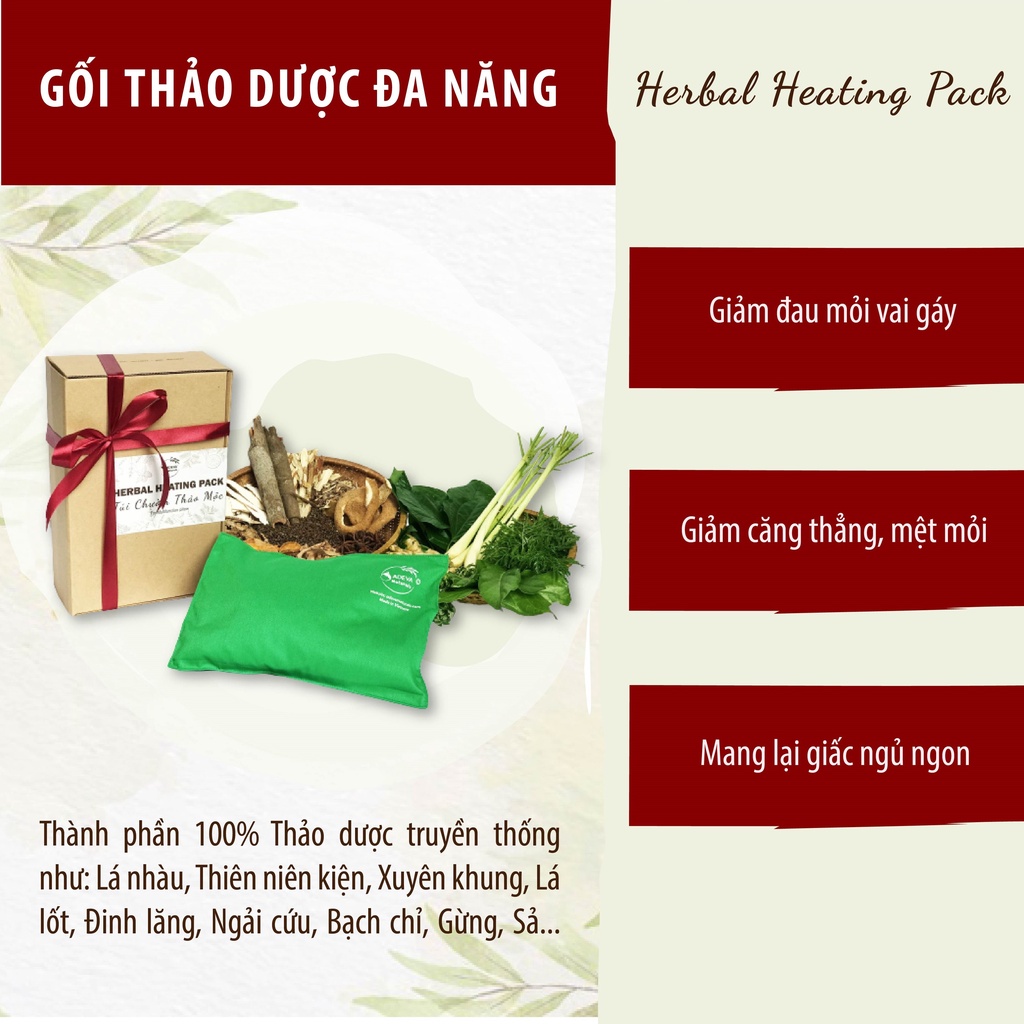 Gối Chườm Thảo Dược Đa Năng  100% Thảo mộc tự nhiên  Giảm đau mỏi vùng cổ, thư giãn, giảm căng thẳng