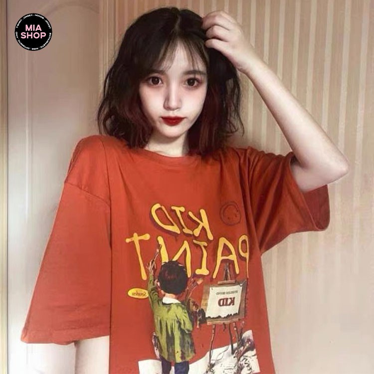 Áo thun tay lỡ MIA, Áo phông nữ form rộng dáng Unisex/Ulzzang mặc lẻ cặp nhóm hình KID PAINT