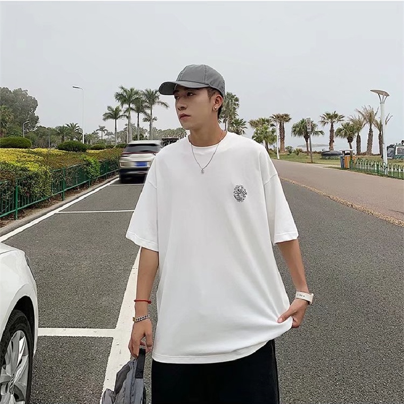 Áo Thun Tay Ngắn Dáng Rộng Phong Cách Hip Hop Đường Phố Hàn Quốc Thời Trang Mùa Hè Cho Nam Cỡ Lớn M-5XL