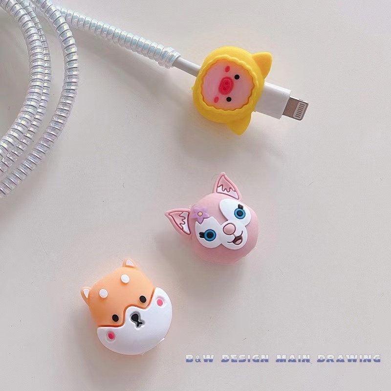 Vỏ Bọc Bảo Vệ Dây Cáp Sạc USB Họa Tiết Hoạt Hình Dễ Thương Cho iphone