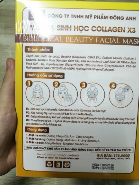 ( hộp 5 miếng) Mặt nạ sinh học collagen X3 kèm tem cào