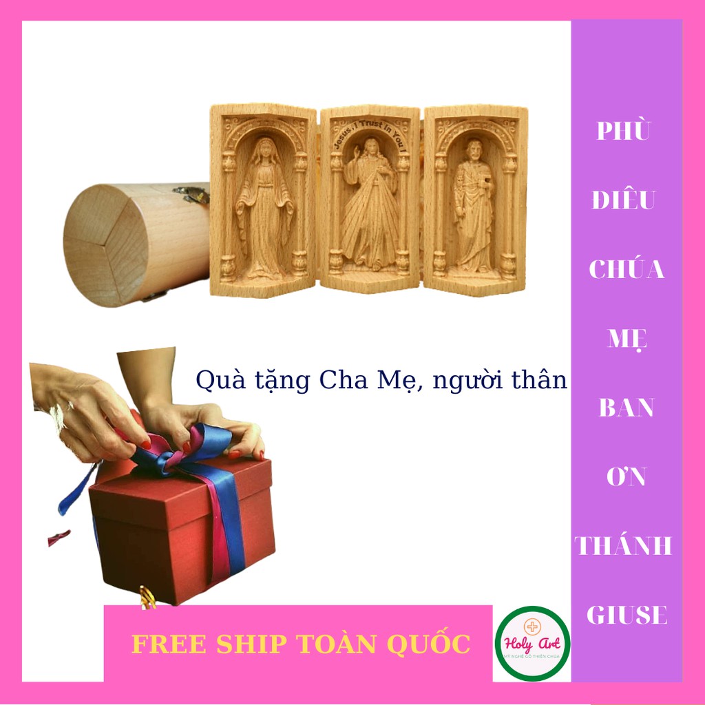 Tượng mẹ ban ơn Maria TƯỢNG CHÚA GIÊ SU - MẸ BAN ƠN - THÁNH GIUSE BẰNG GỖ