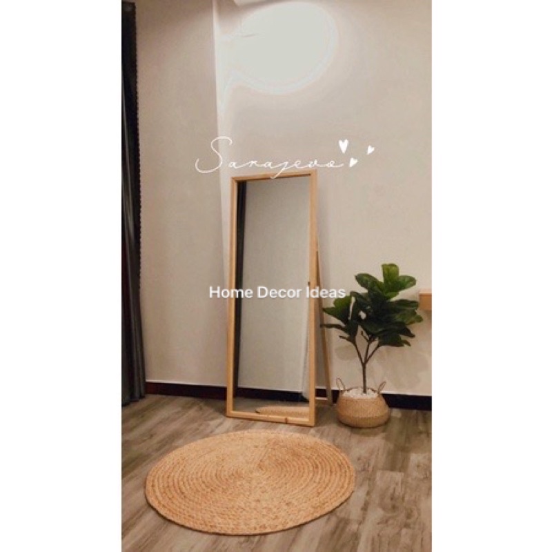 Freeship Gương soi toàn thân mẫu vuông khung gỗ tự nhiên kt 50*1m6 tặng kèm chân