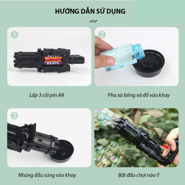 Súng Bắn Bong Bóng 8 Nòng Dành Cho Bé - Đồ Chơi Phụt Bong Bóng Xà Phòng Món Qùa Ý Nghĩa Cho Trẻ Em