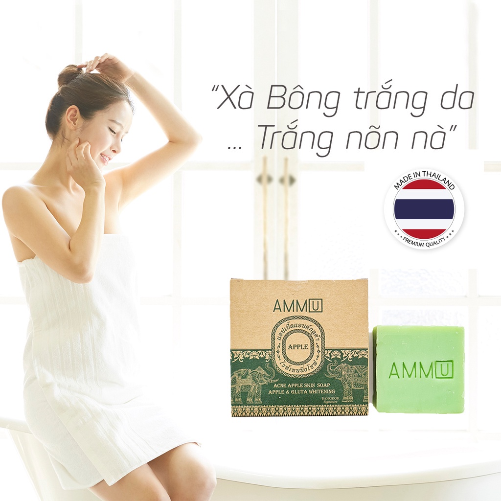 Xà phòng trắng da mờ thâm mụn AMMU Thái Lan  [Acne Apple Soap] 65g, trắng da tự nhiên với alpha arbutin và glulathione | BigBuy360 - bigbuy360.vn