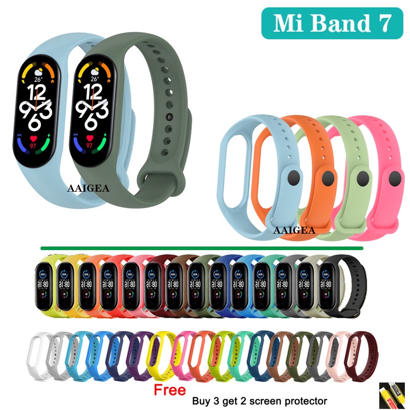 Dây Đeo Thay Thế Chất Liệu Silicon Màu Trơn Cho Xiaomi Miband 7