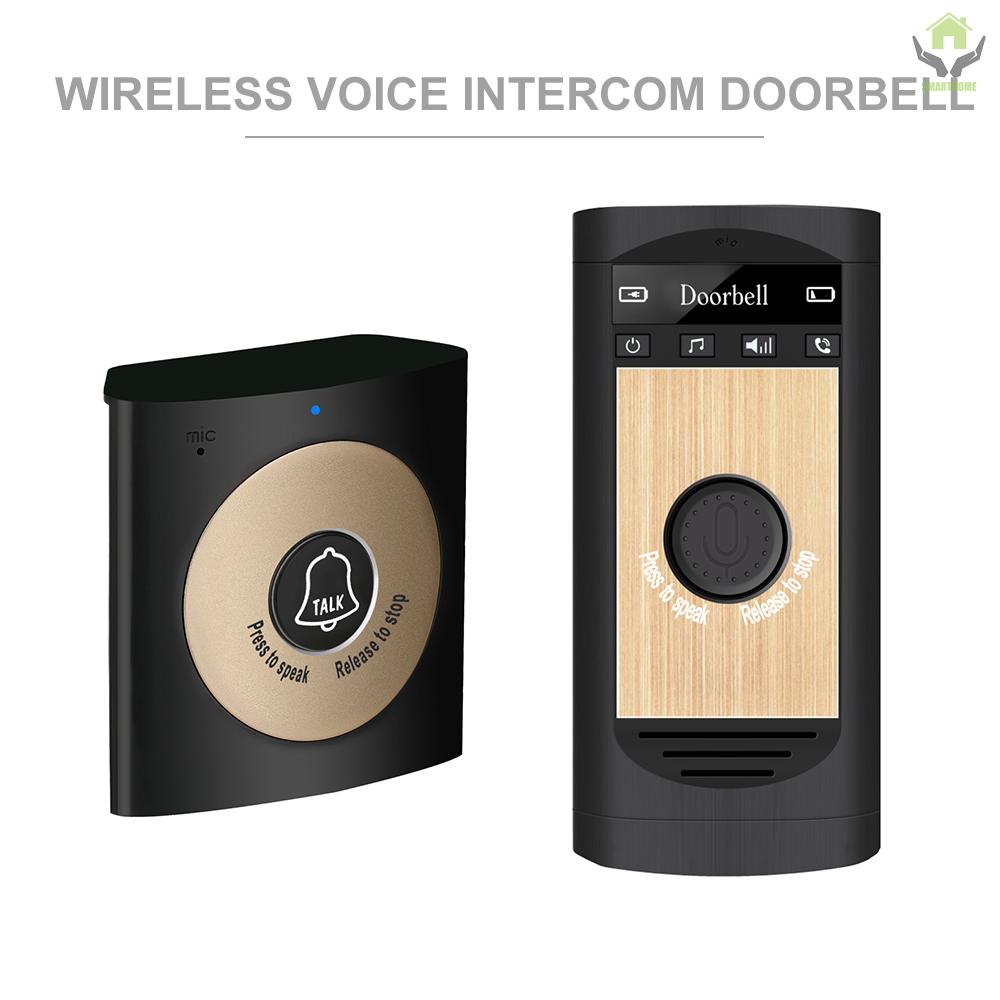 Wireless Voice Intercom Doorbell 2-way Talk Monitor with 1*Outdoor Unit Button 1* Indoor Unit Receiver Smart Home Security Door Bell