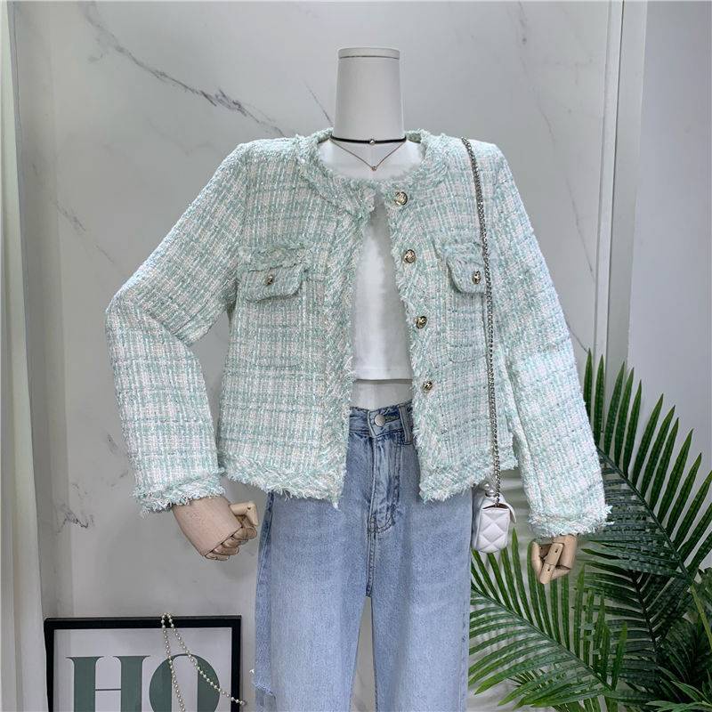 Áo Khoác Dệt Kim Mỏng Vừa Vặn Họa Tiết Kẻ Sọc Sờn Sang Trọng Cho Nữ