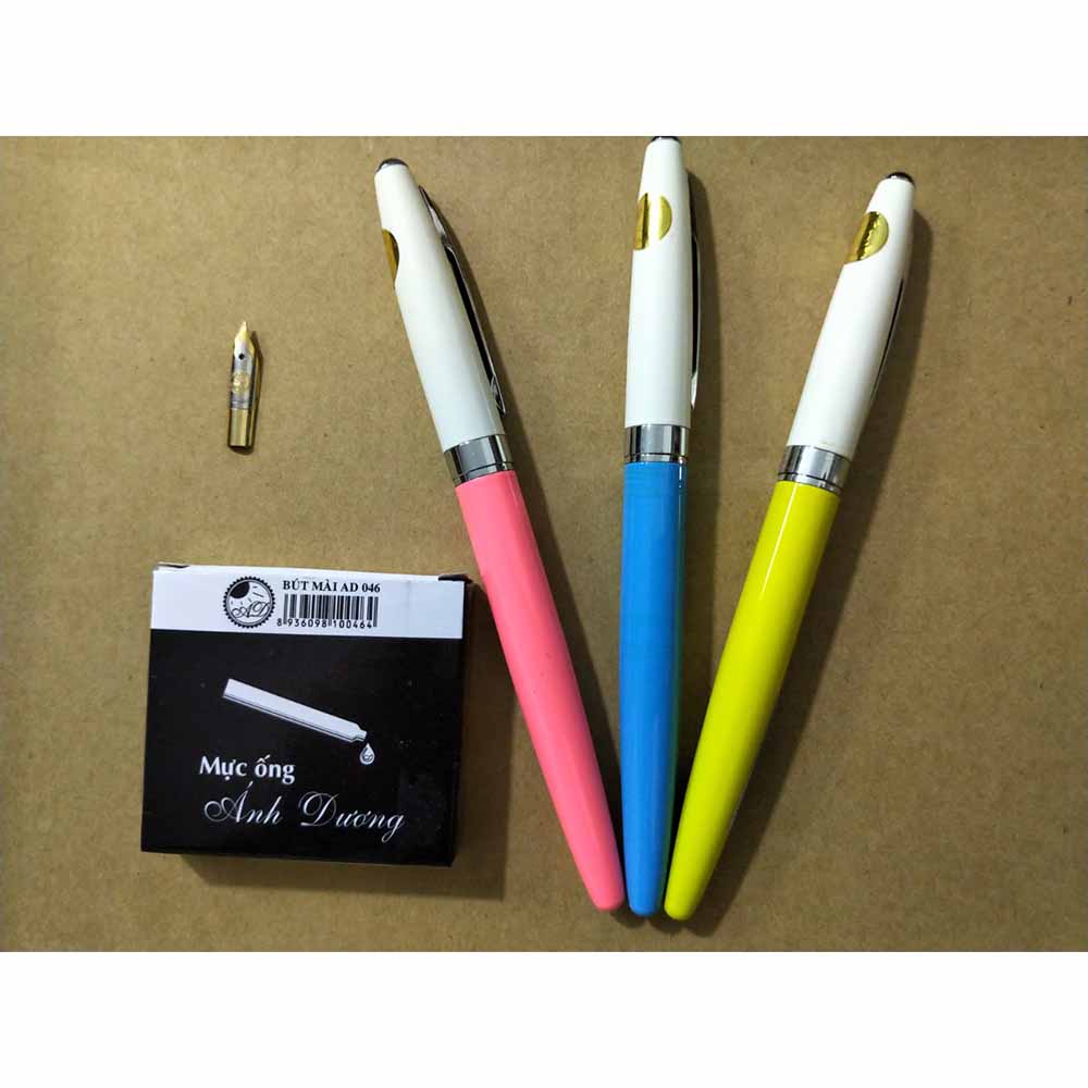 Bút máy/Bút mài Ánh Dương AD046 - DKVPP.Store ngòi mài 2 màu, Bút máy viết chữ đẹp nét thanh đậm