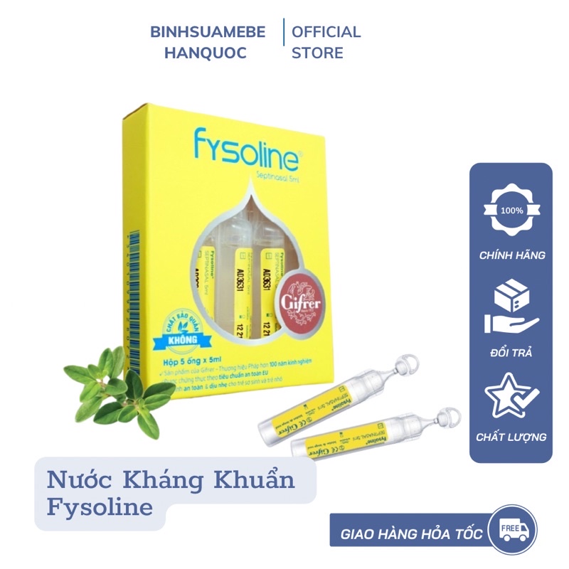 Fysoline - Nước muối sinh lý Kháng khuẩn Pháp - Hỗ trợ nghẹt mũi, viêm mũi, sổ mũi