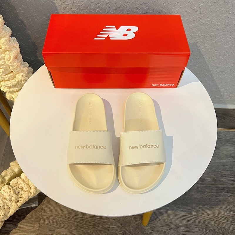 Dép NewBalance Black & Green & White & Blue logo thêu