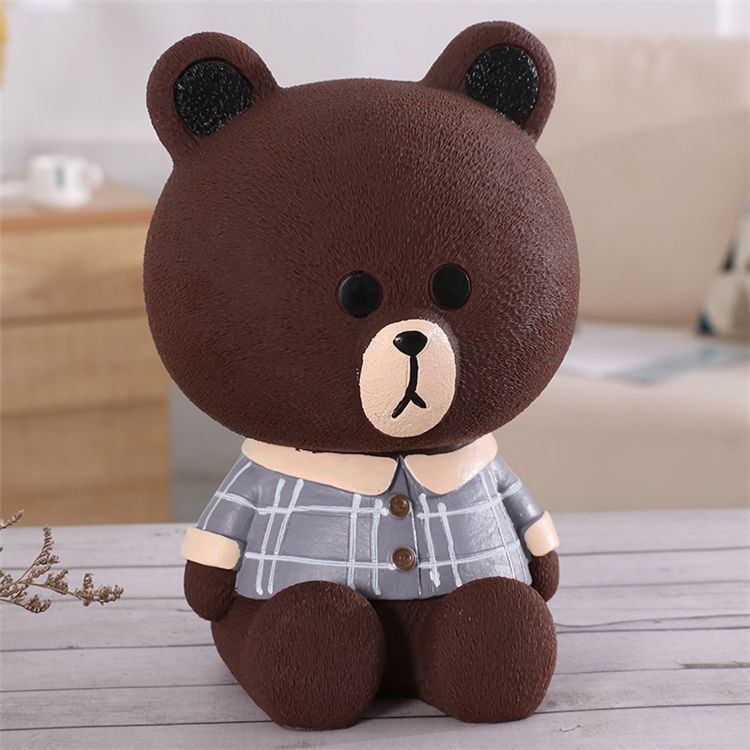 Ống Heo Tiết Kiệm Bằng Vinyl Chống Sốc Hình Gấu Nâu Dễ Thương Cho Bé