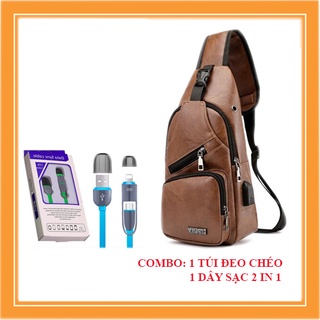 Túi đéo chéo nam tặng cáp sạc 2 in 1