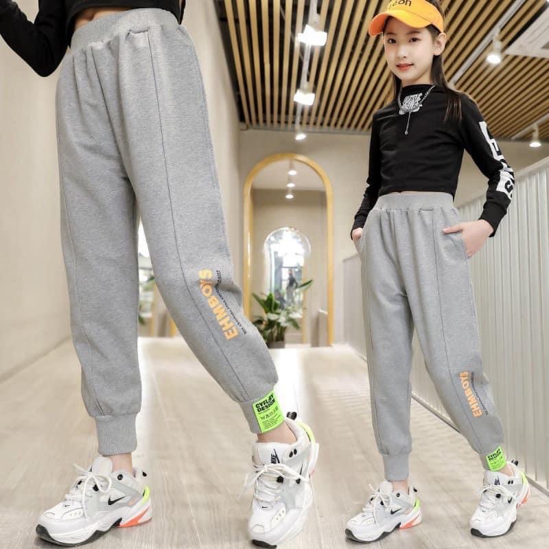 Quần nỉ da cá bé gái size to, quần nỉ bo gấu cho bé gái lớn, quần thể thao cho bé gái