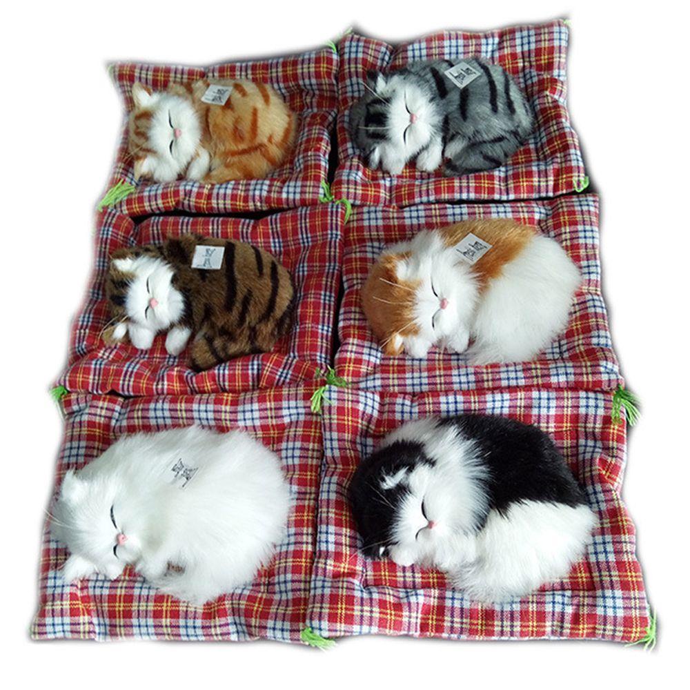 LANFY Chú Mèo Đang Ngủ Nhồi Bông Có Âm Thanh Đáng Yêu Trang Trí Nhà Cửa