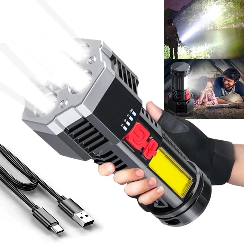 Đèn Pin 5 Lõi Siêu Sáng Có Thể Sạc Bằng Cổng USB