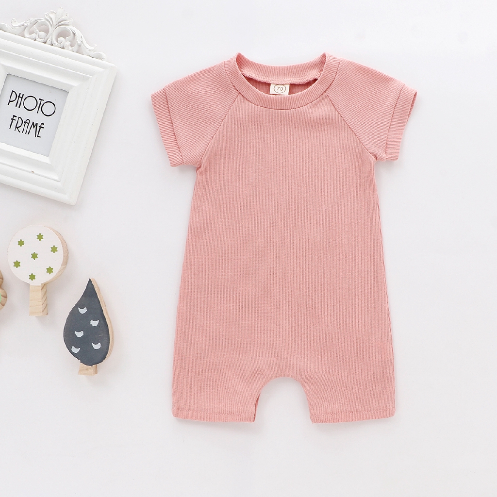 Bộ jumpsuit tay ngắn bằng cotton cho bé sơ sinh dễ thương