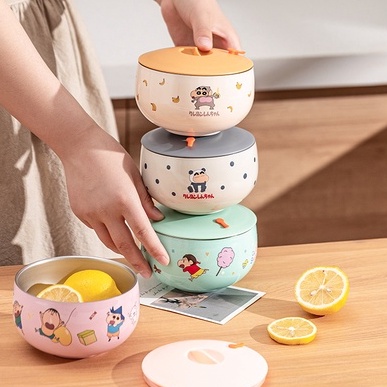 Crayon ShinChan Bát thép không gỉ 316 bát ăn cơm cao cấp cho trẻ em chống bỏng Shin cậu bé bút chì