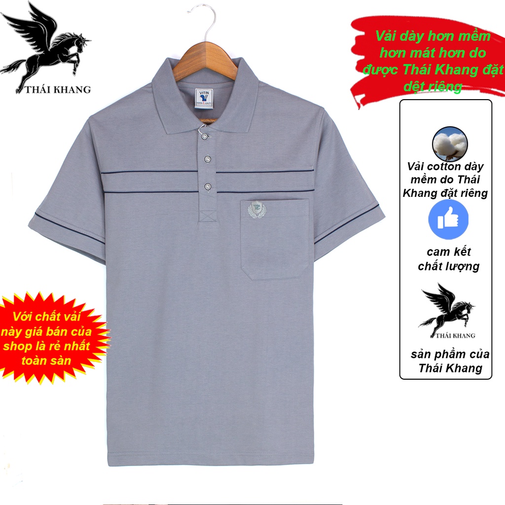 áo thun nam có cổ trung niên vải cotton do Thái Khang đặt riêng từ nước ngoài loại áo thun nam form rộng | BigBuy360 - bigbuy360.vn