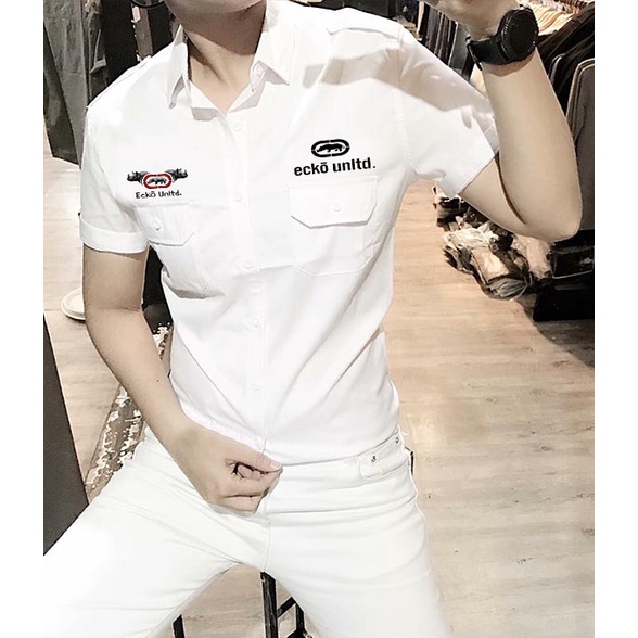 Áo sơ mi nam tay ngắn kaki cầu vai ECKO cao cấp CV05 ( HÌNH .T.H.Ậ.T. )