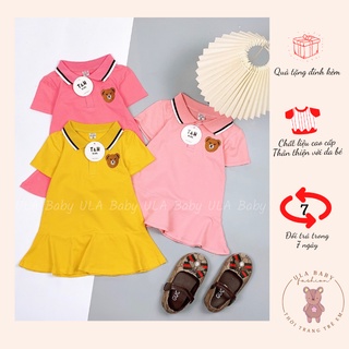 Váy Polo cổ tròn đuôi xòe ngắn tay cho bé gái chất cotton 100% cao cấp từ 8-20kg -ULA Baby