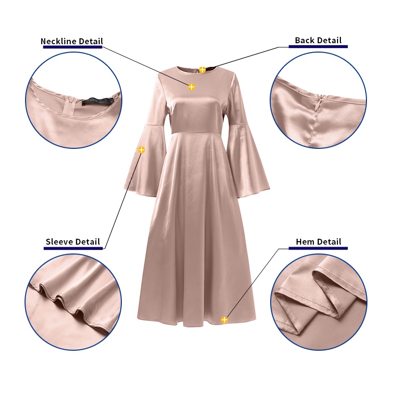 Đầm maxi  ZANZEA dài tay có khóa kéo thời trang cho nữ