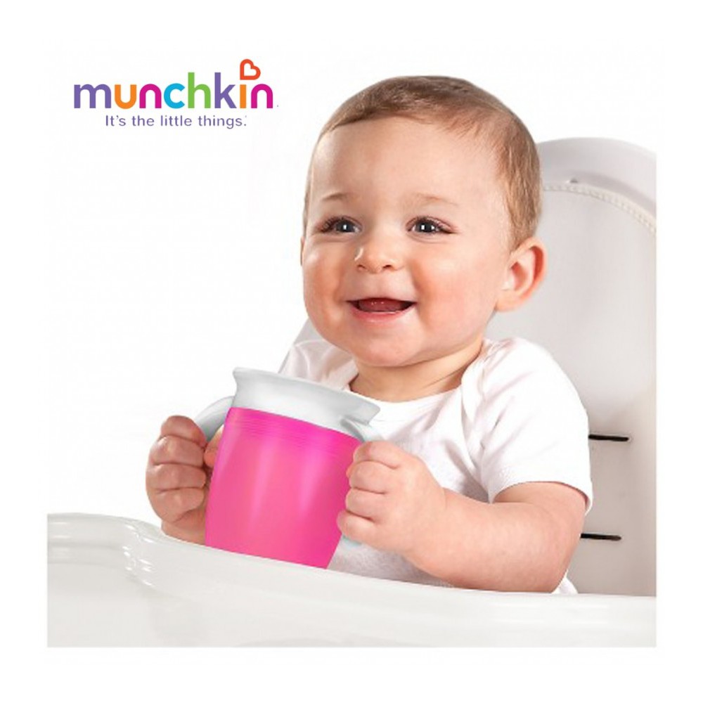 Cốc tập uống Munchkin 360 độ nhựa cao cấp chống đổ chống sặc 207ml