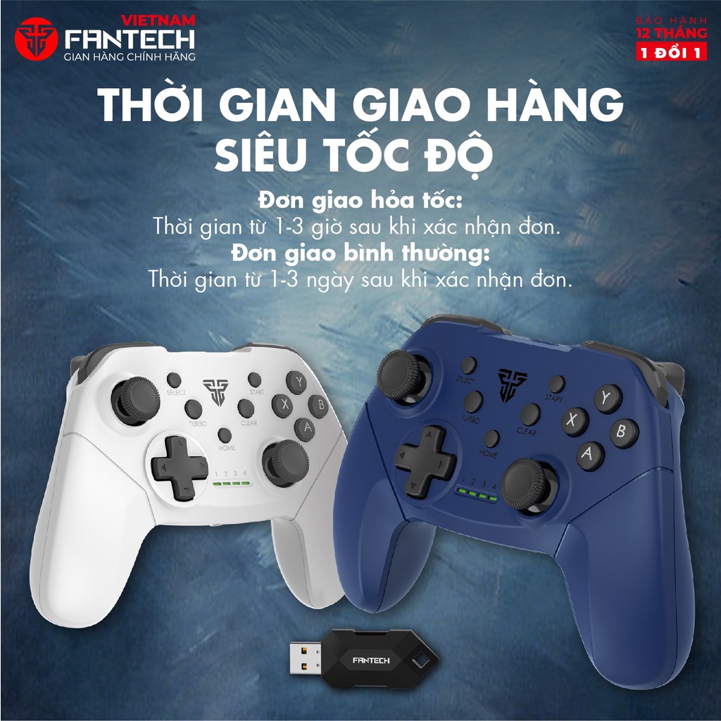 Tay Cầm Chơi Game Không Dây Fantech SHOOTER II WGP13 Dùng Được Cho PC,Console, Smart TV... 4 Chế Độ Từng Thể Loại Game