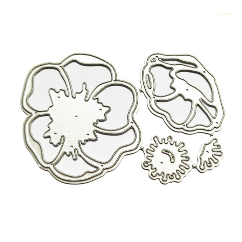 QQ Khuôn Cắt Giấy Kim Loại Họa Tiết Hoa 3D Xinh Xắn Dùng Trang Trí Thiệp Sổ Tay DIY
