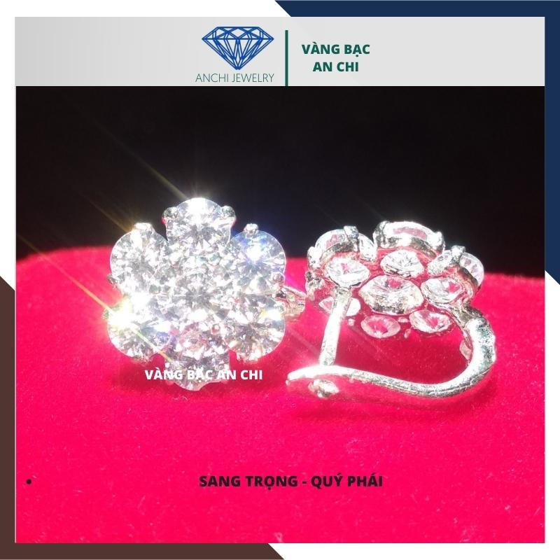 Bông tai hoa đá , chuẩn bạc ta sáng lấp lánh - Anchi jewelry