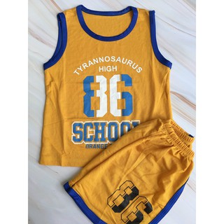 Bộ ba lỗ vải đũi cho bé trai 12kg - 22kg