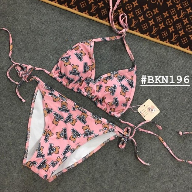 [BKN196] &lt;BRAND&gt; SET BIKINI TRIANGLE GẤU MOS.CHINO ĐEN/HỒNG/TRẮNG