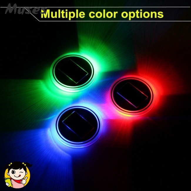 Đế giữ cốc chống trượt có đèn LED trang trí gắn trong xe hơi tiện dụng