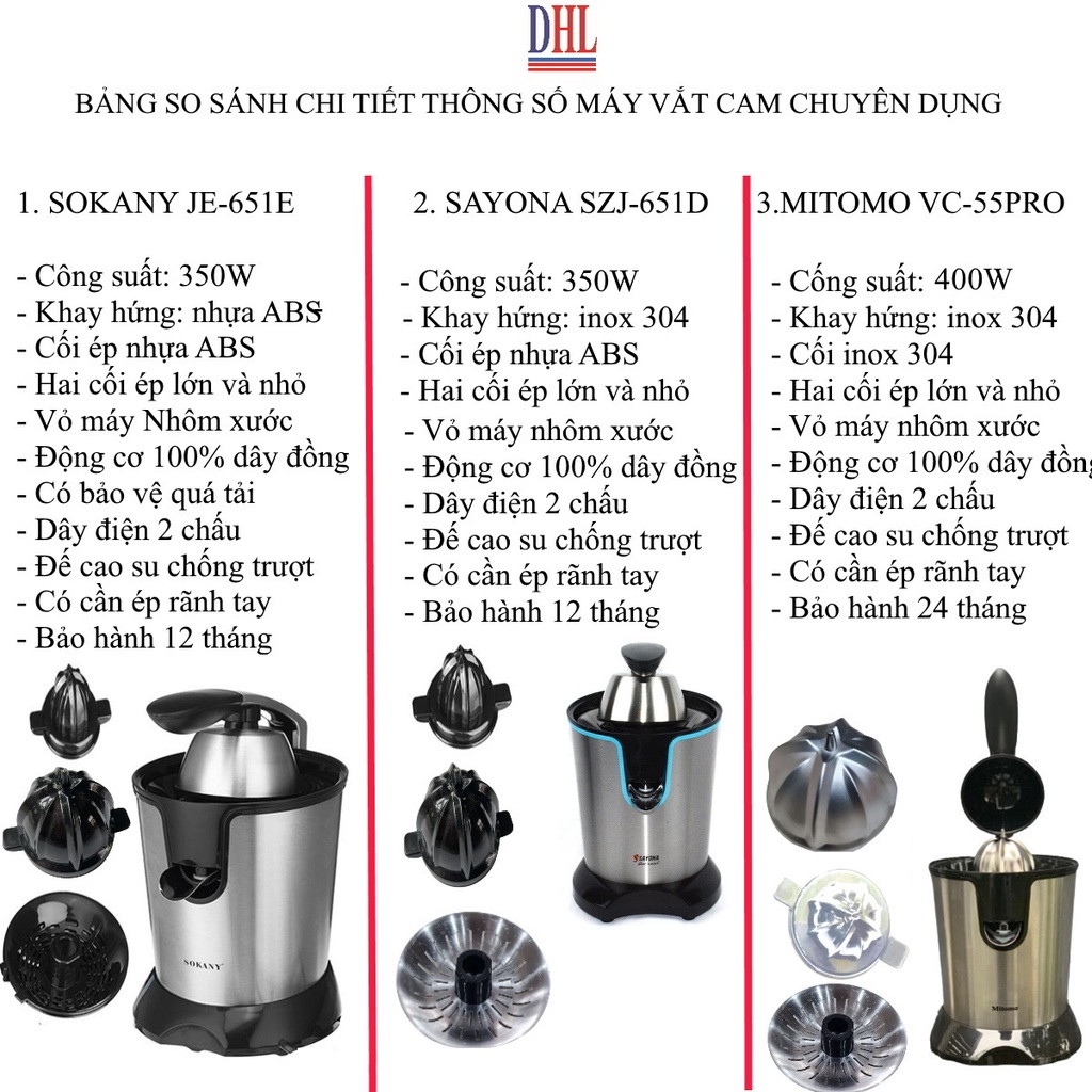 [Mã 273ELHA100K0 hoàn 7% đơn 500K] Máy vắt cam, máy ép cam Mitomo VC-55 Pro cao cấp chính hãng bảo hành 24 tháng