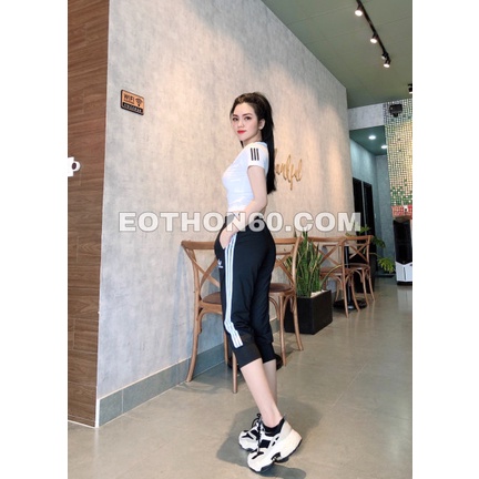 Quần jogger lửng phối 3 sọc , quần jogger lửng das  Eothon60