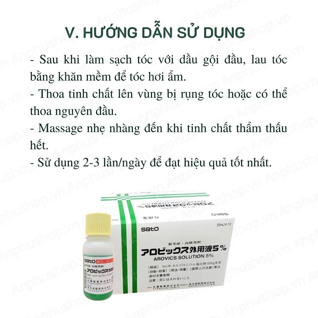 Tinh chất mọc tóc thảo dược Sato Arovics 30ml kiểm soát Rụng Tóc, Thưa tóc, Hói Đầu  - Sản phẩm chính hãng Nhật Bản