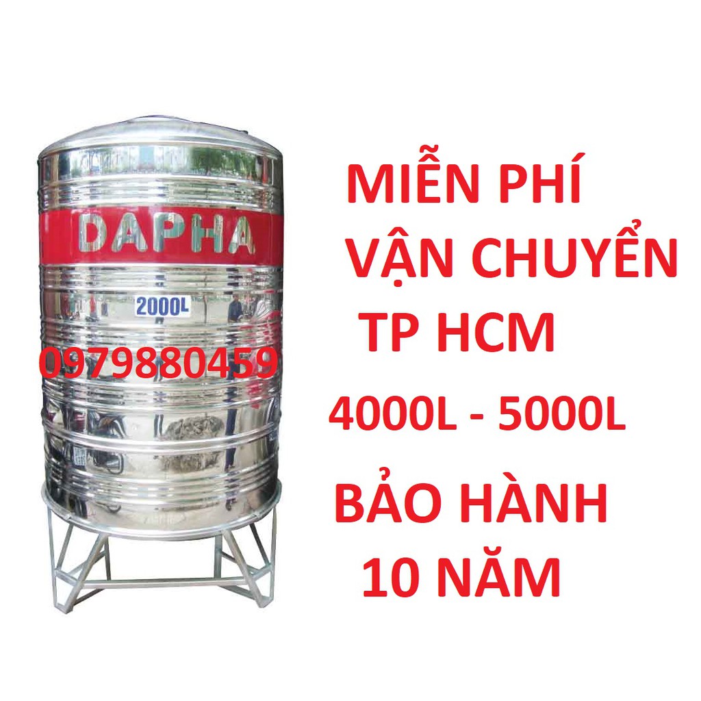 Bồn nước đứng, téc Dapha ANPHA SUS304 bảo hành 10năm 4000L-5000L